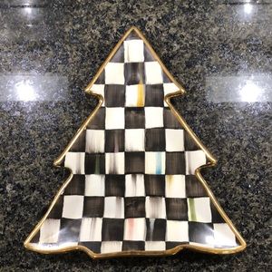 Mackenzie childs 2011 Courtly Check Ceramic Christmas Tree Plate.